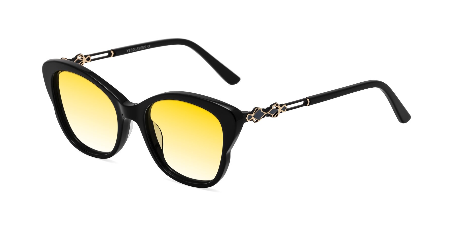 Angle of Azalea in Black with Yellow Gradient Lenses