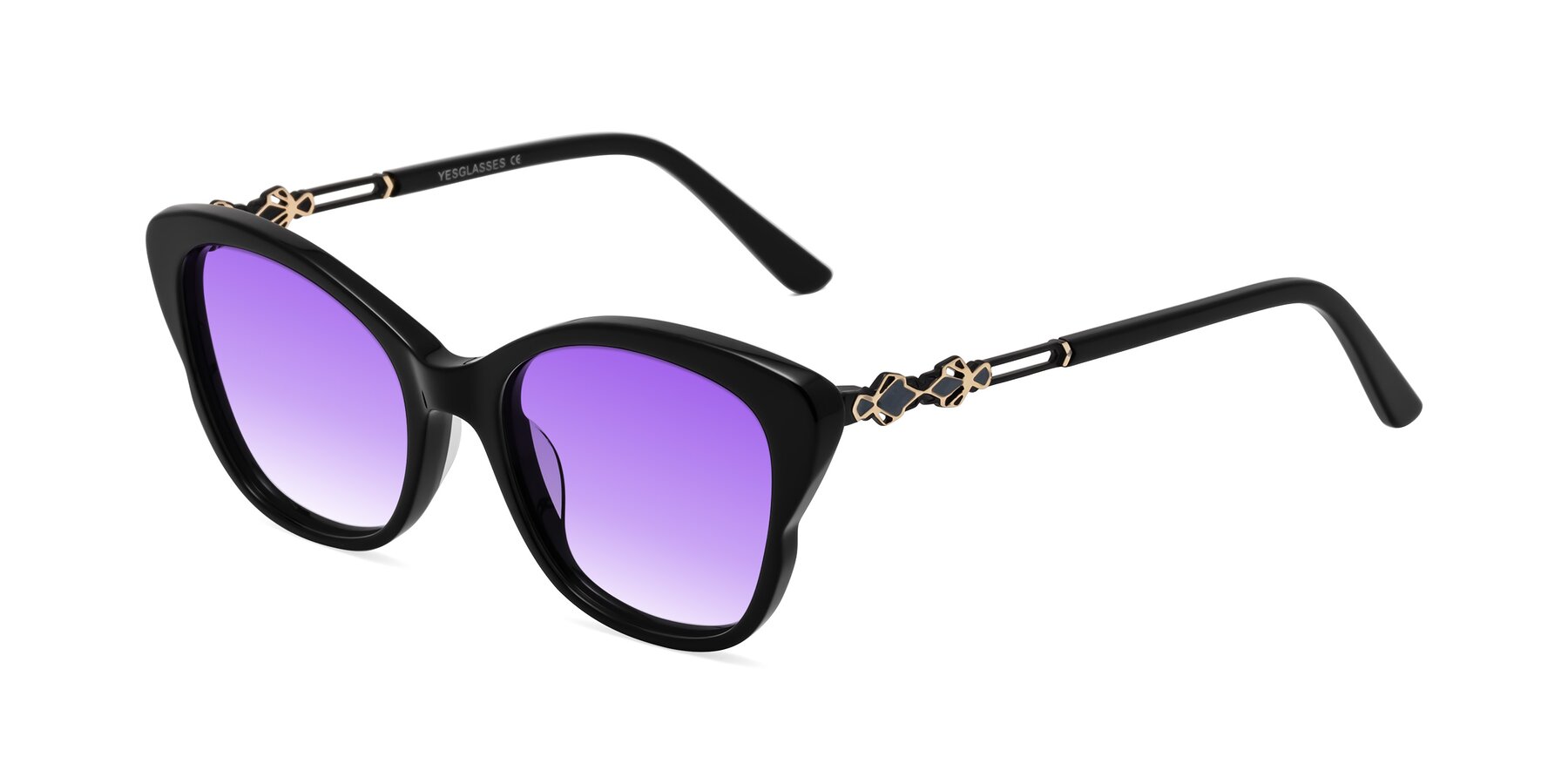 Angle of Azalea in Black with Purple Gradient Lenses