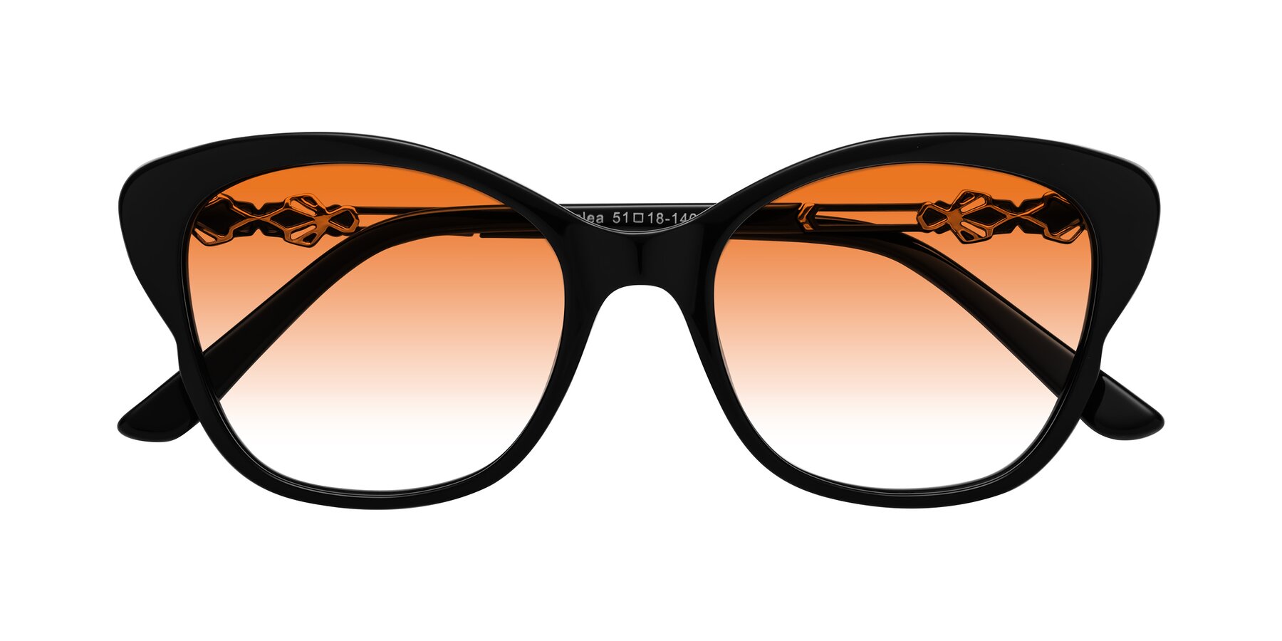 Folded Front of Azalea in Black with Orange Gradient Lenses