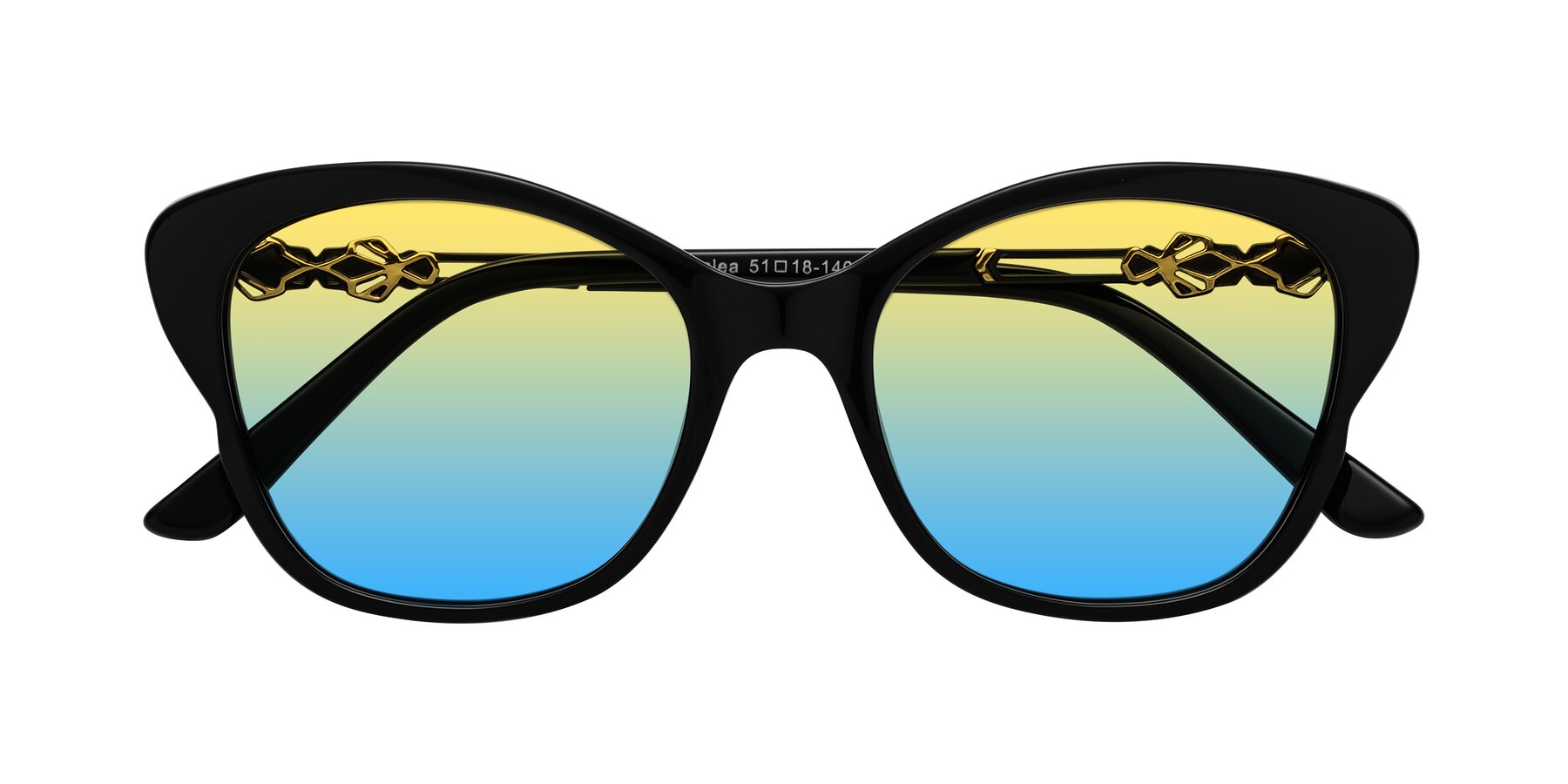 Folded Front of Azalea in Black with Yellow / Blue Gradient Lenses