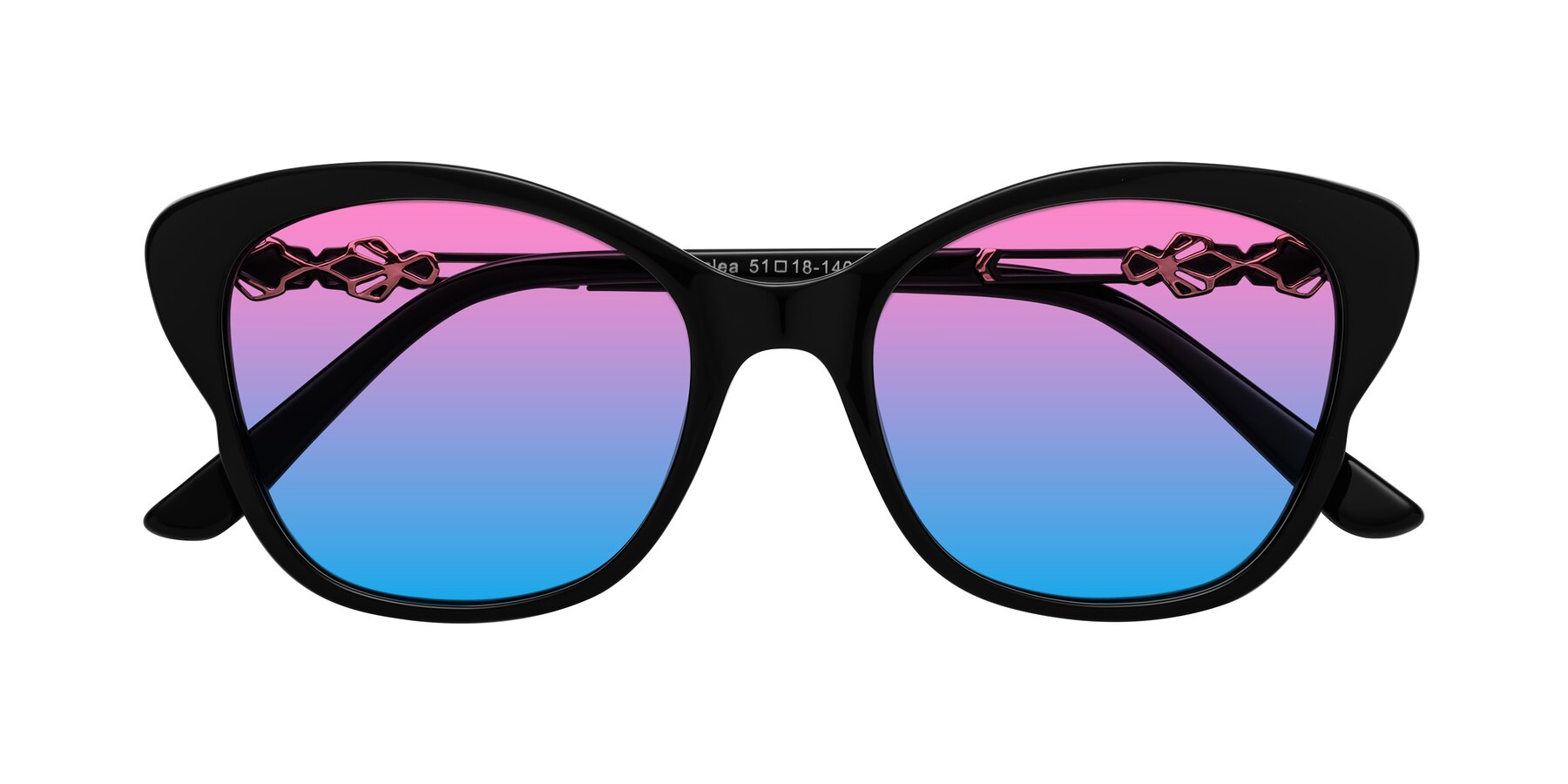 Folded Front of Azalea in Black with Pink / Blue Gradient Lenses