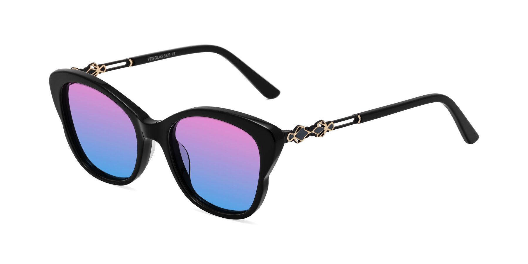 Angle of Azalea in Black with Pink / Blue Gradient Lenses