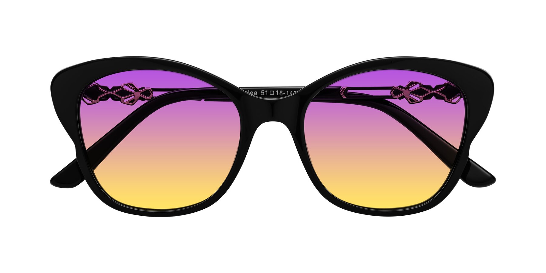 Folded Front of Azalea in Black with Purple / Yellow Gradient Lenses