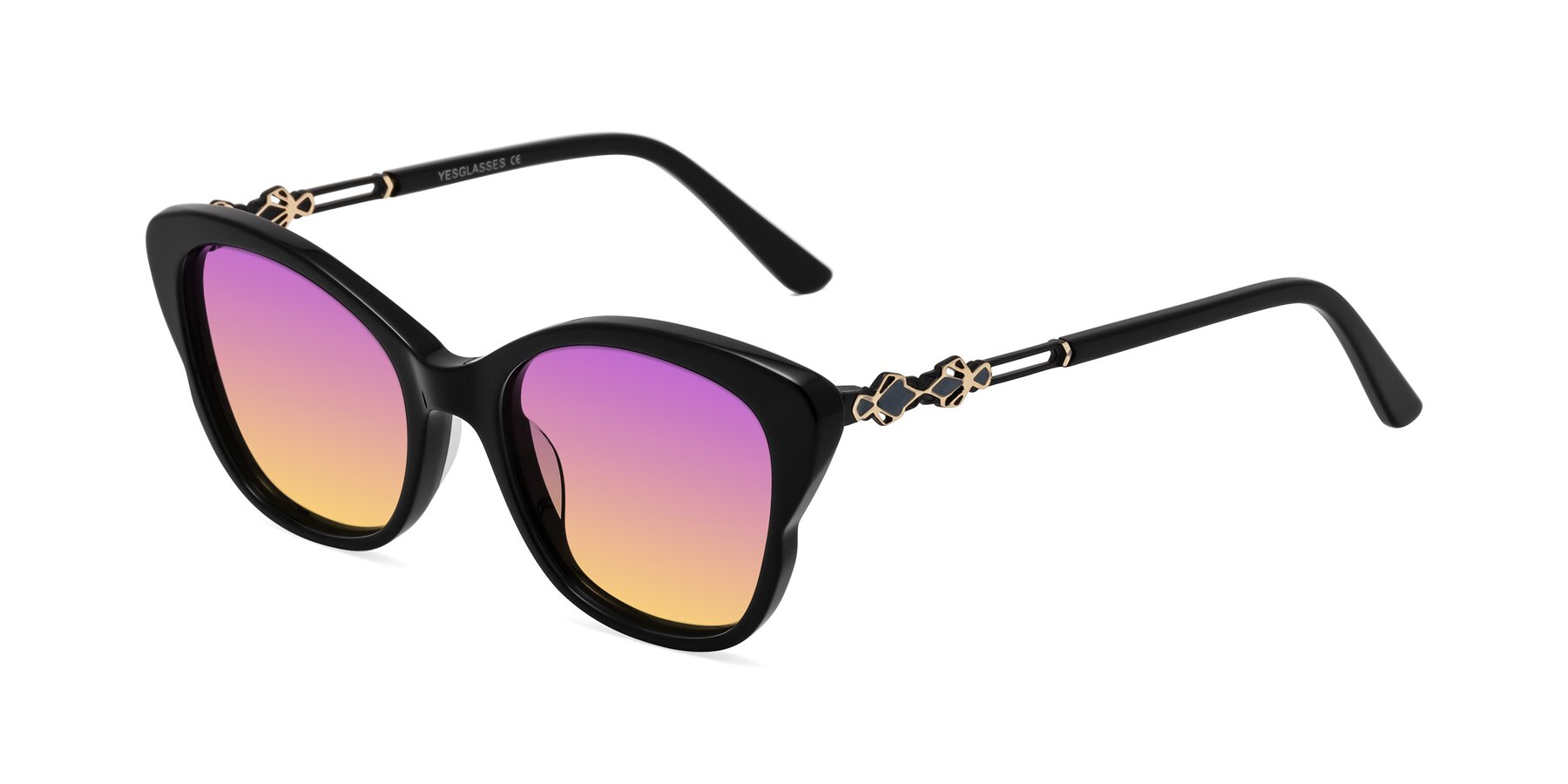 Angle of Azalea in Black with Purple / Yellow Gradient Lenses