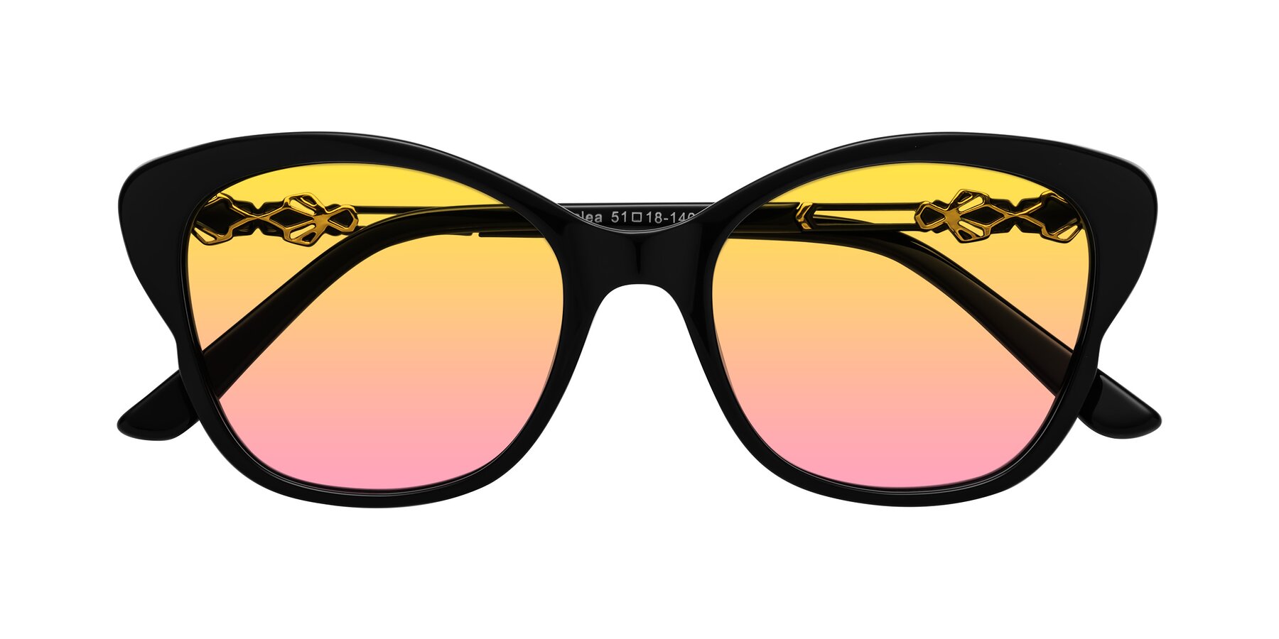 Folded Front of Azalea in Black with Yellow / Pink Gradient Lenses