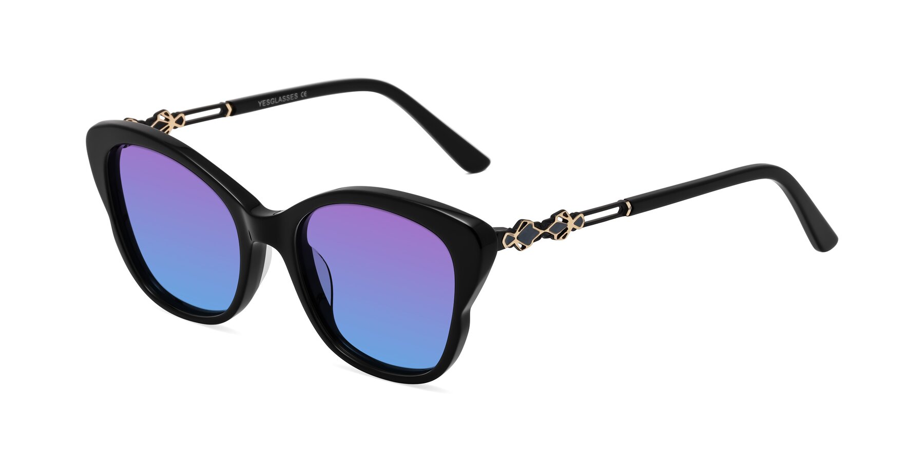 Angle of Azalea in Black with Purple / Blue Gradient Lenses