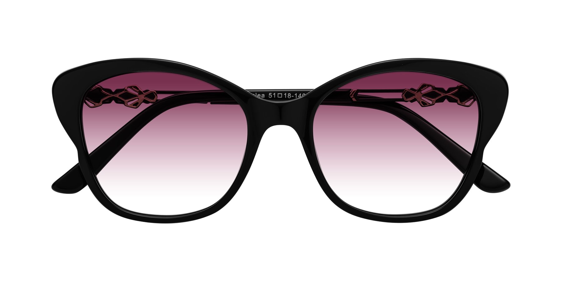 Folded Front of Azalea in Black with Wine Gradient Lenses