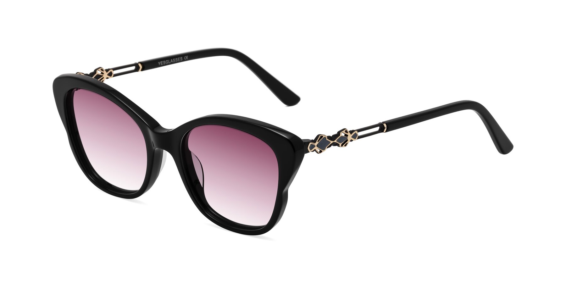 Angle of Azalea in Black with Wine Gradient Lenses