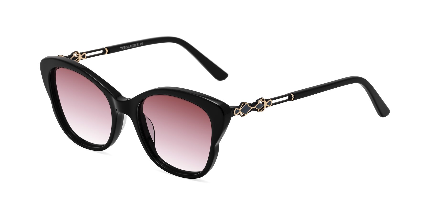 Angle of Azalea in Black with Garnet Gradient Lenses