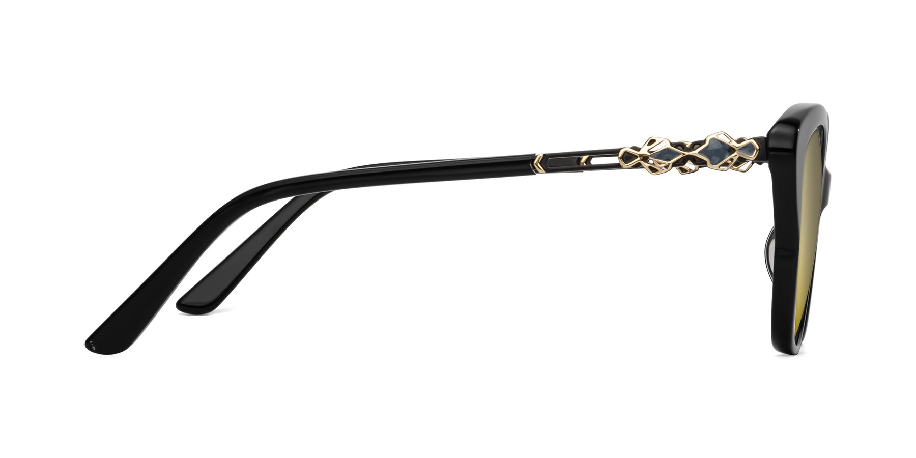 Side of Azalea in Black with Gold Mirrored Lenses