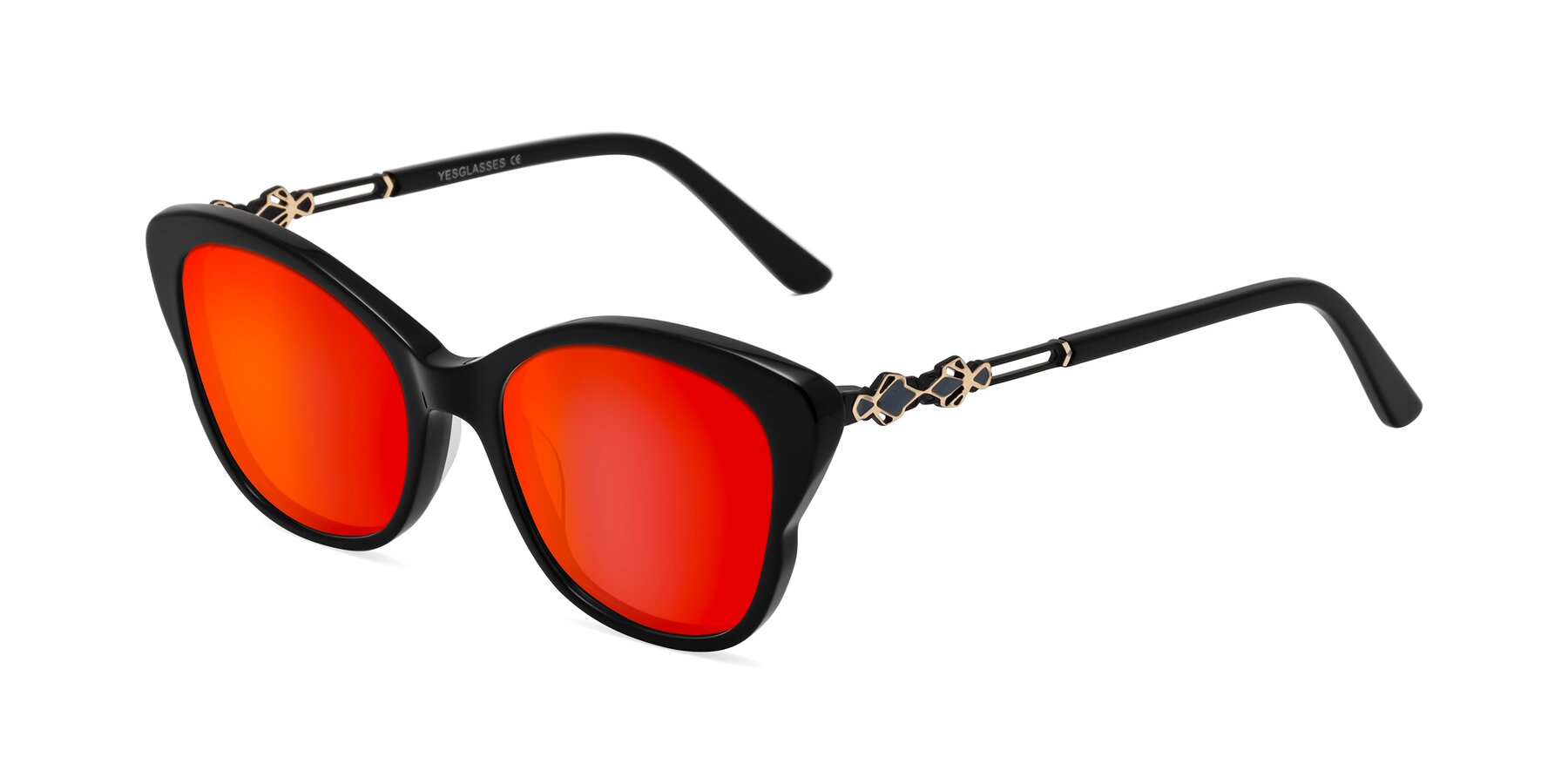 Angle of Azalea in Black with Red Gold Mirrored Lenses