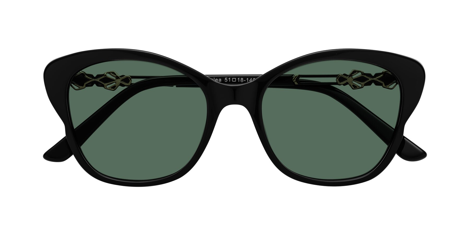 Folded Front of Azalea in Black with Green Polarized Lenses