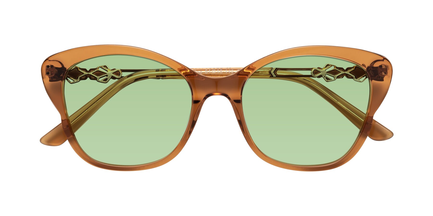 Folded Front of Azalea in Maple Syrup with Medium Green Tinted Lenses