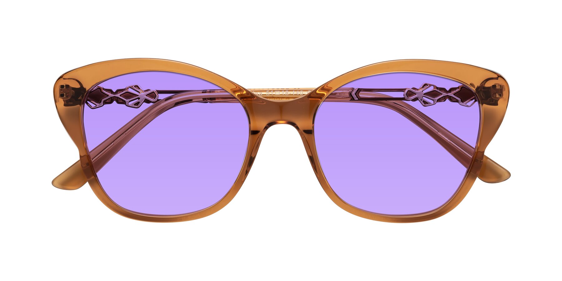 Folded Front of Azalea in Maple Syrup with Medium Purple Tinted Lenses