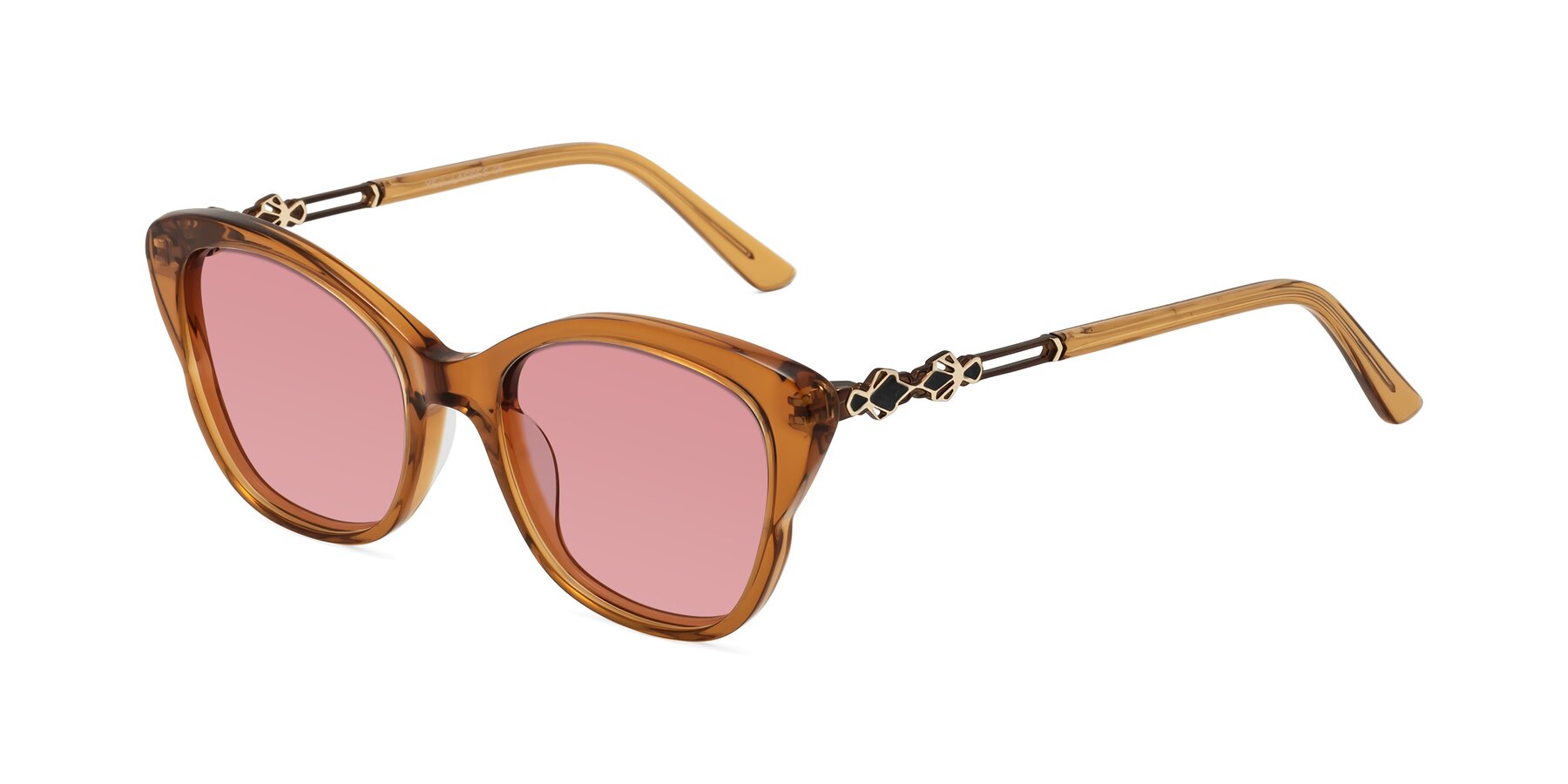 Angle of Azalea in Maple Syrup with Medium Garnet Tinted Lenses