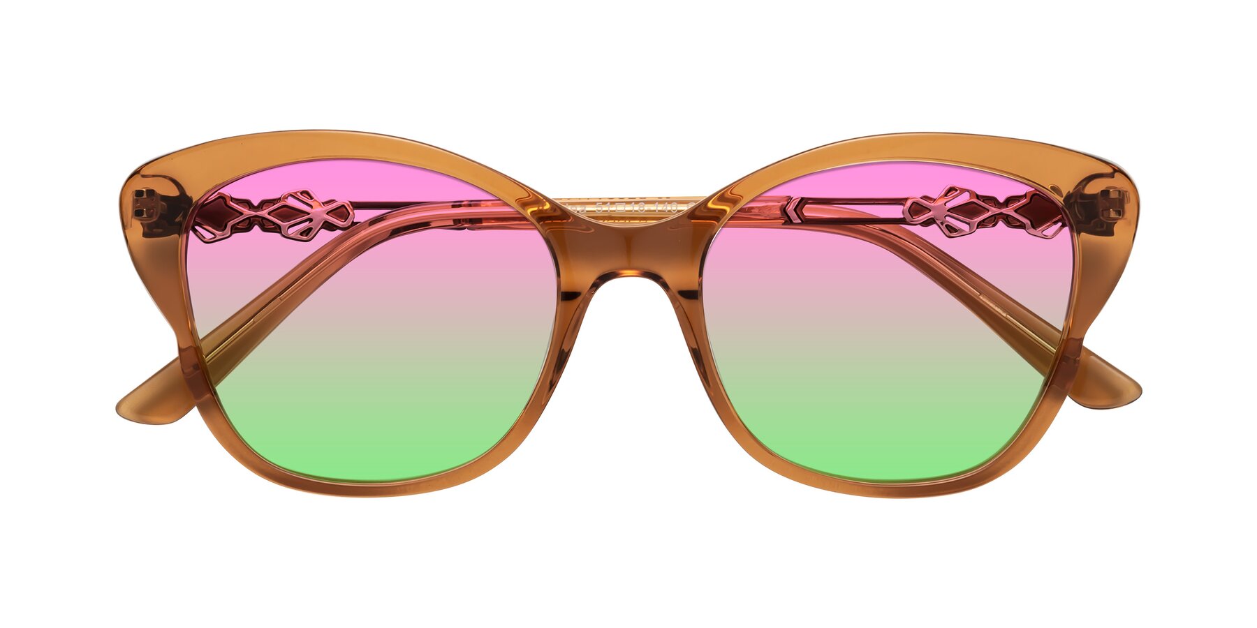 Folded Front of Azalea in Maple Syrup with Pink / Green Gradient Lenses