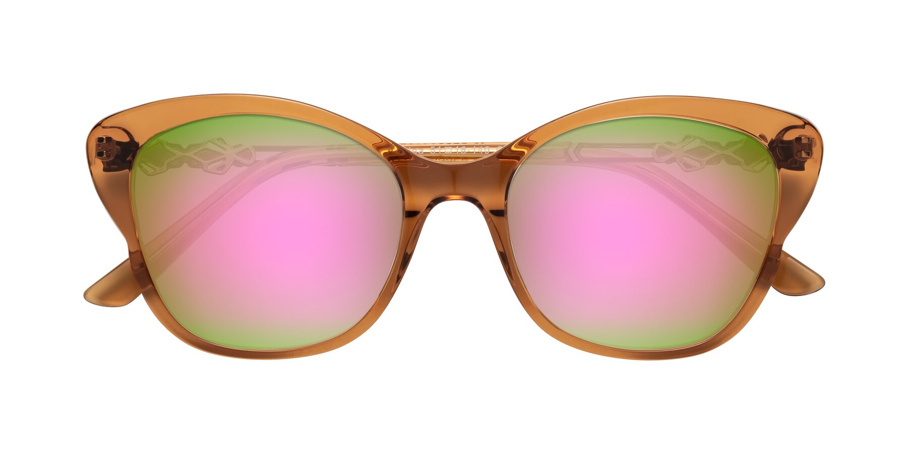 Folded Front of Azalea in Maple Syrup with Pink Mirrored Lenses