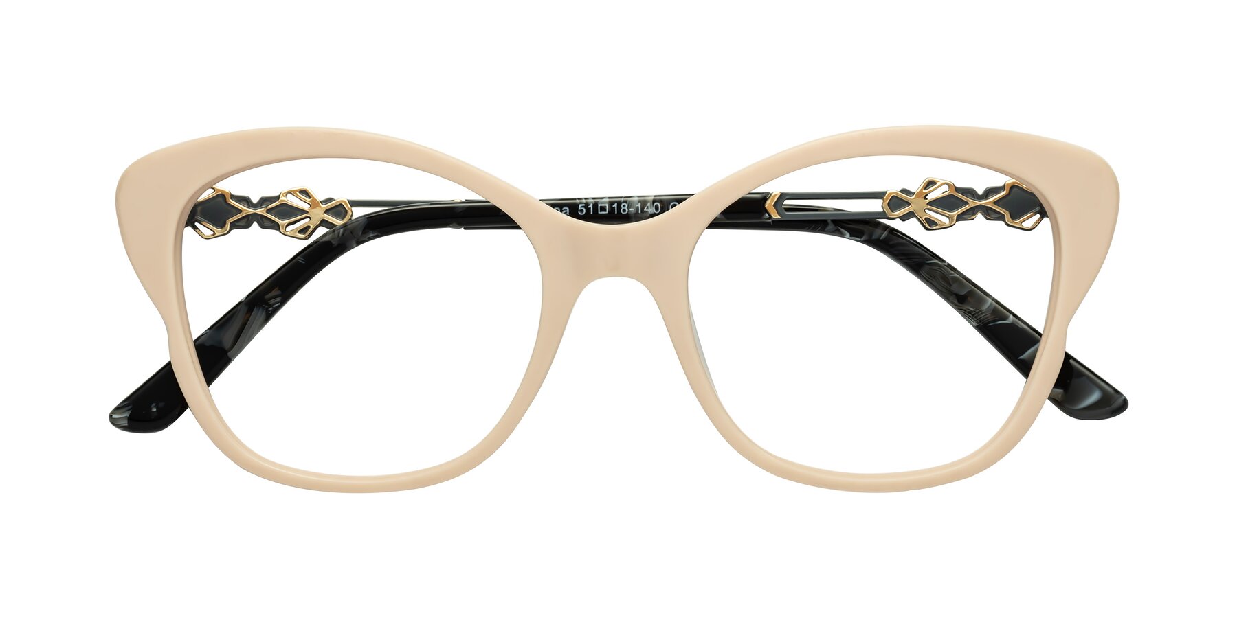 Folded Front of Azalea in Ivory pink with Clear Eyeglass Lenses