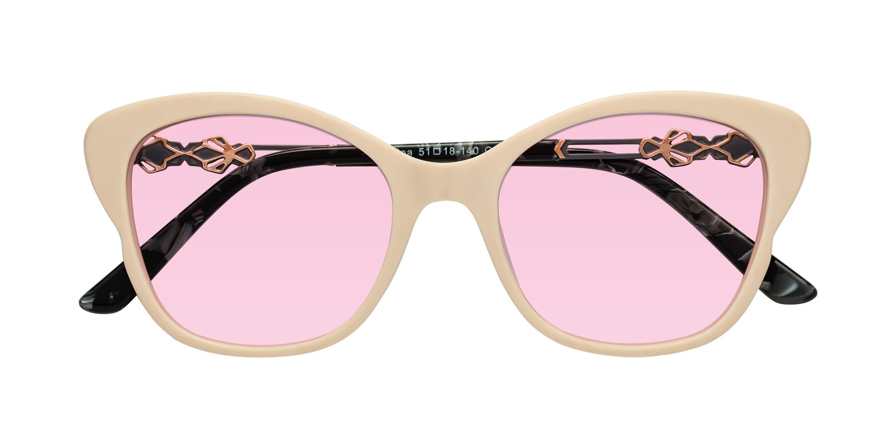 Folded Front of Azalea in Ivory pink with Light Pink Tinted Lenses