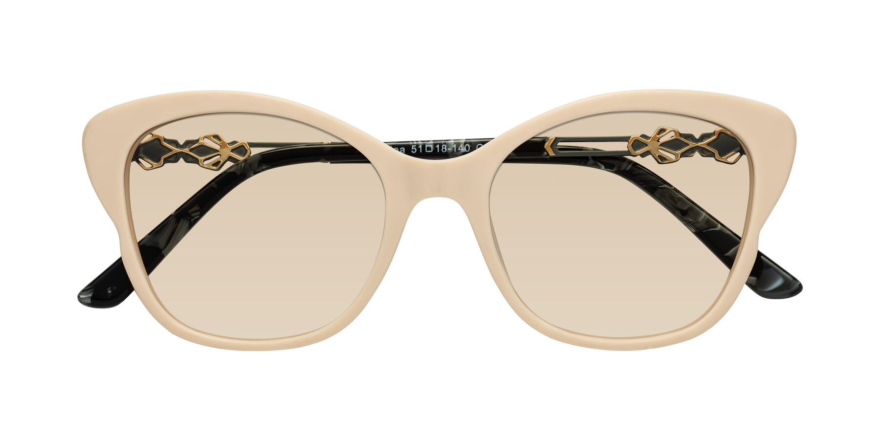 Folded Front of Azalea in Ivory pink with Light Brown Tinted Lenses