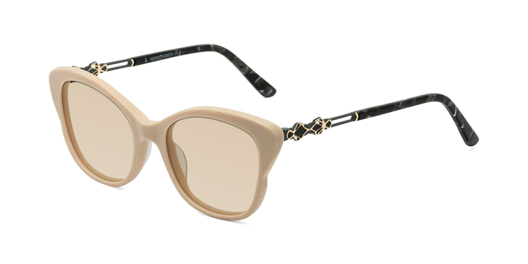 Angle of Azalea in Ivory pink with Light Brown Tinted Lenses