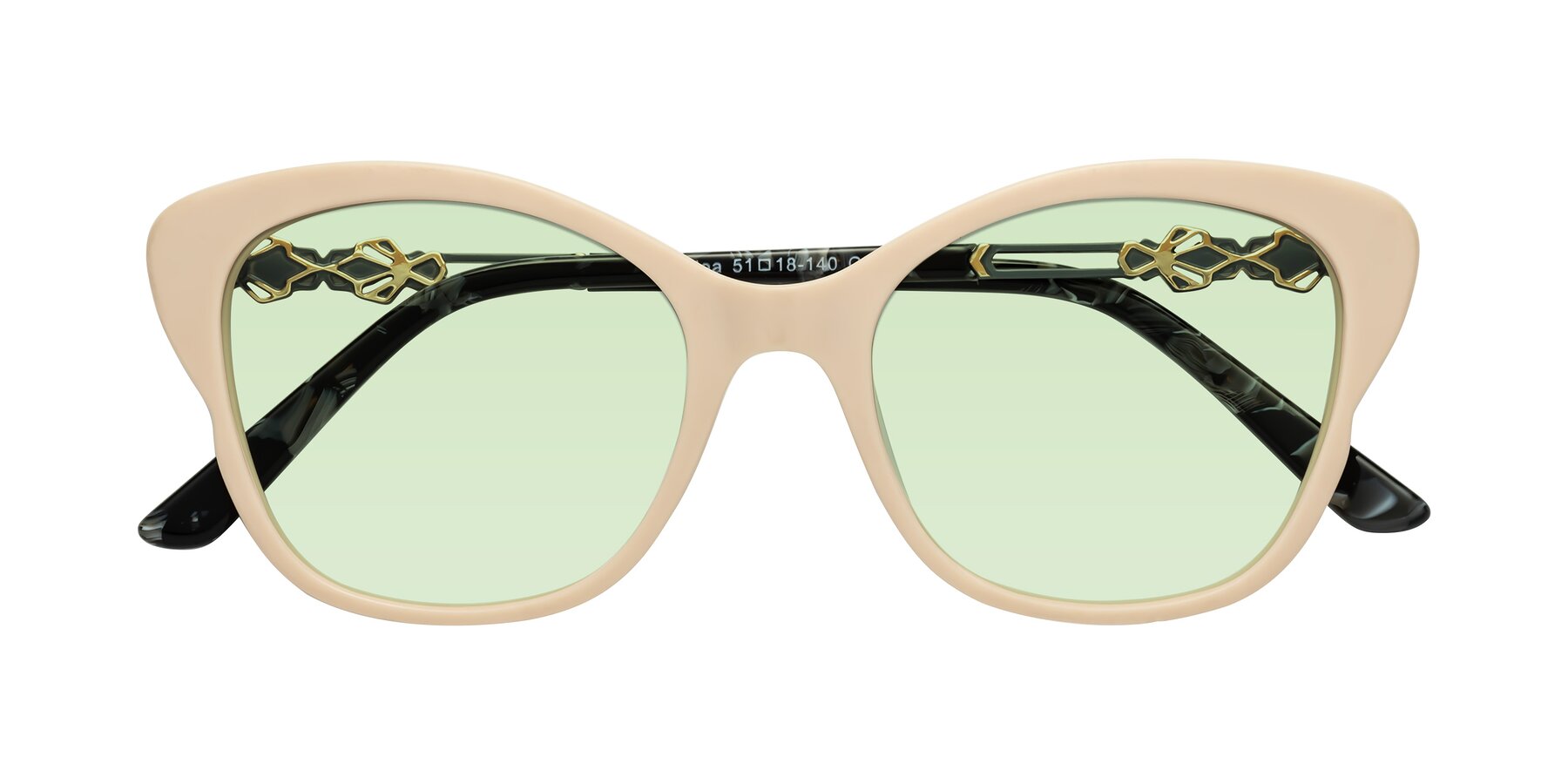 Folded Front of Azalea in Ivory pink with Light Green Tinted Lenses