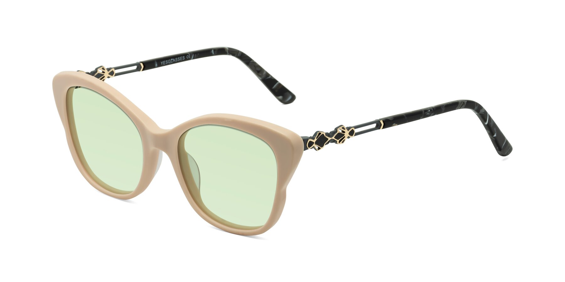 Angle of Azalea in Ivory pink with Light Green Tinted Lenses