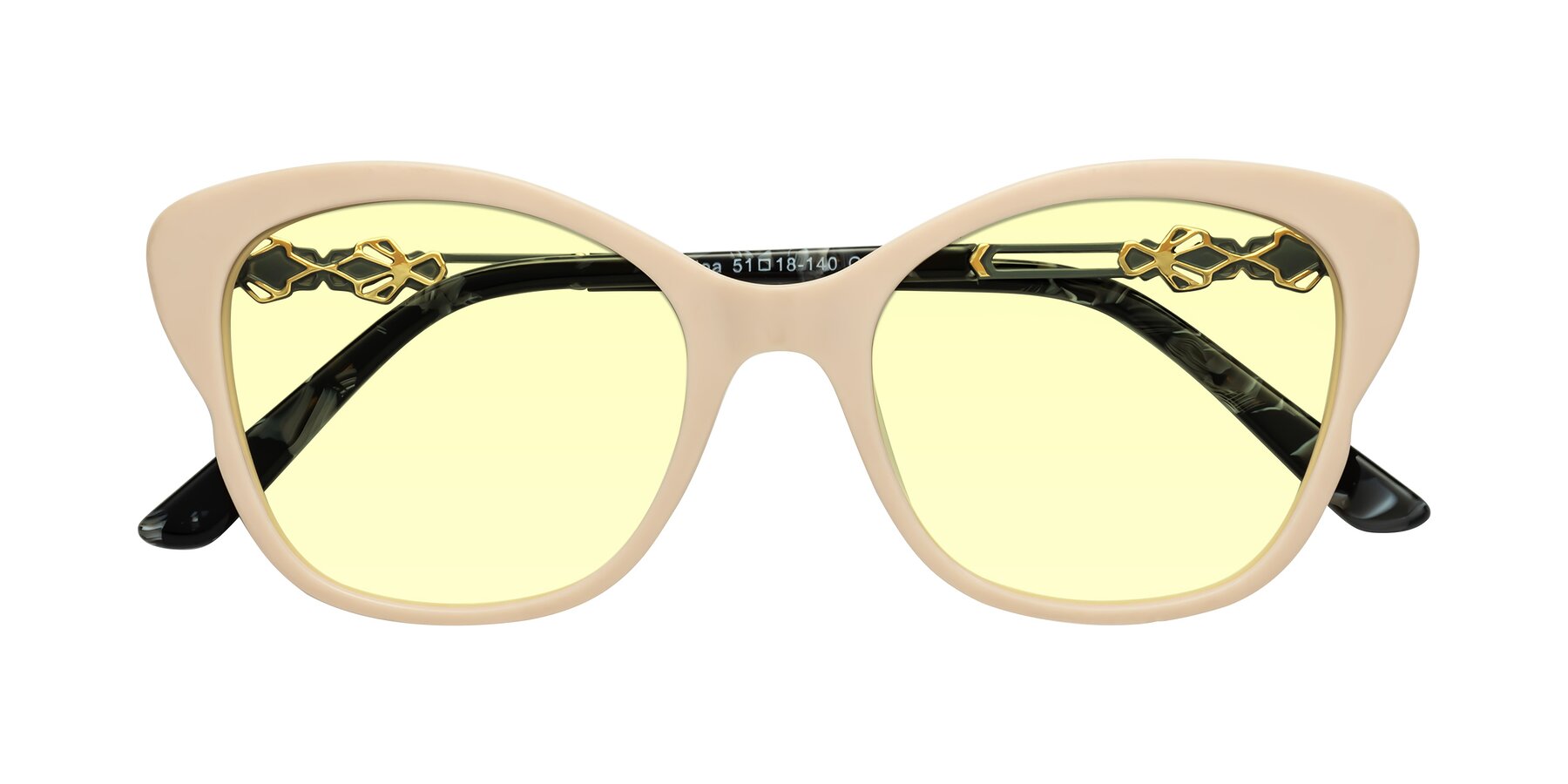 Folded Front of Azalea in Ivory pink with Light Yellow Tinted Lenses