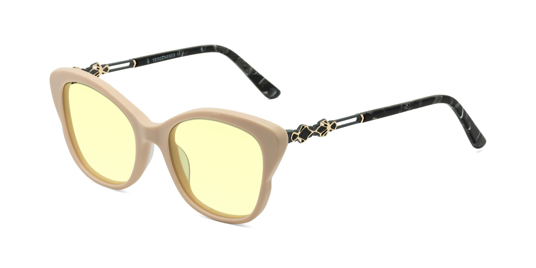 Angle of Azalea in Ivory pink with Light Yellow Tinted Lenses