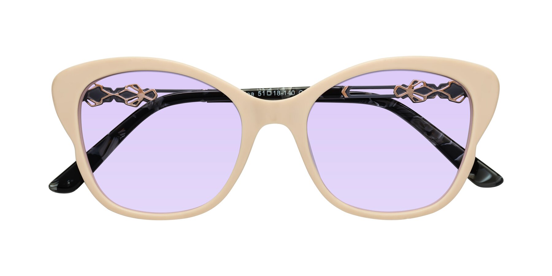 Folded Front of Azalea in Ivory pink with Light Purple Tinted Lenses