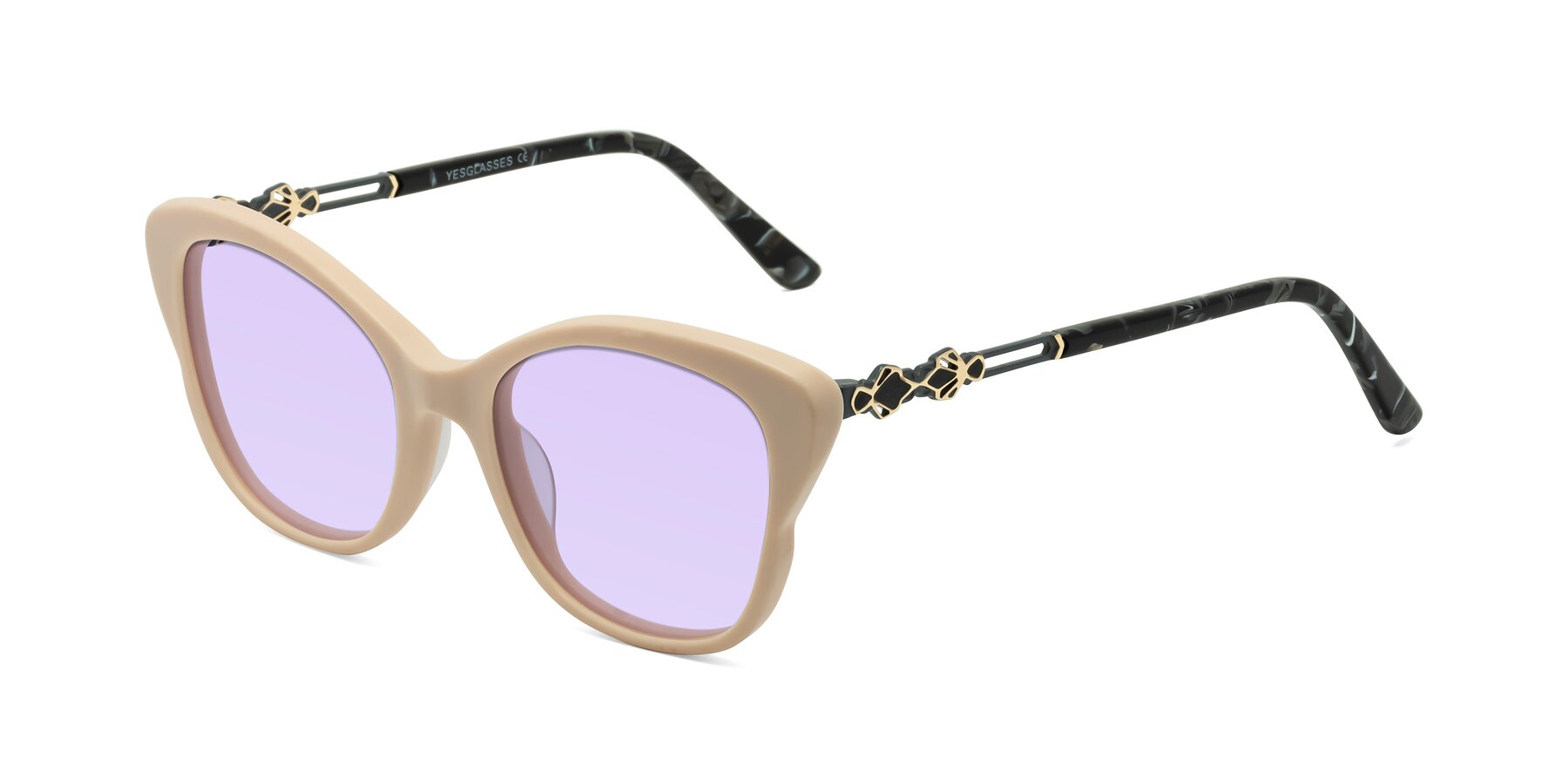 Angle of Azalea in Ivory pink with Light Purple Tinted Lenses