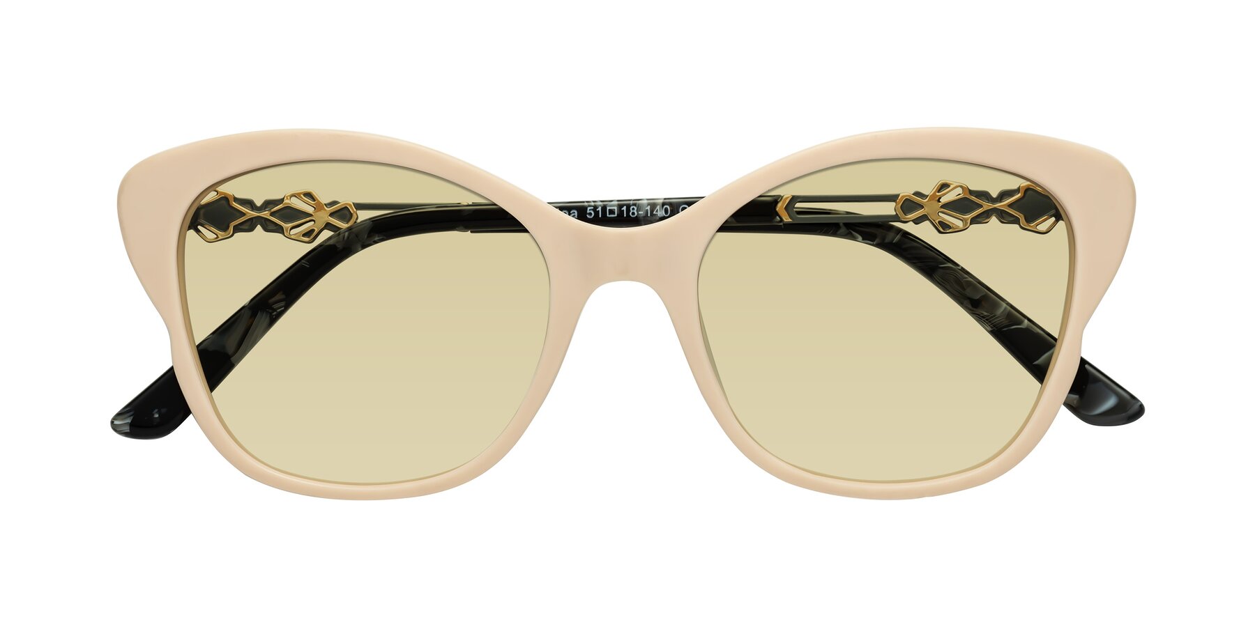 Folded Front of Azalea in Ivory pink with Light Champagne Tinted Lenses