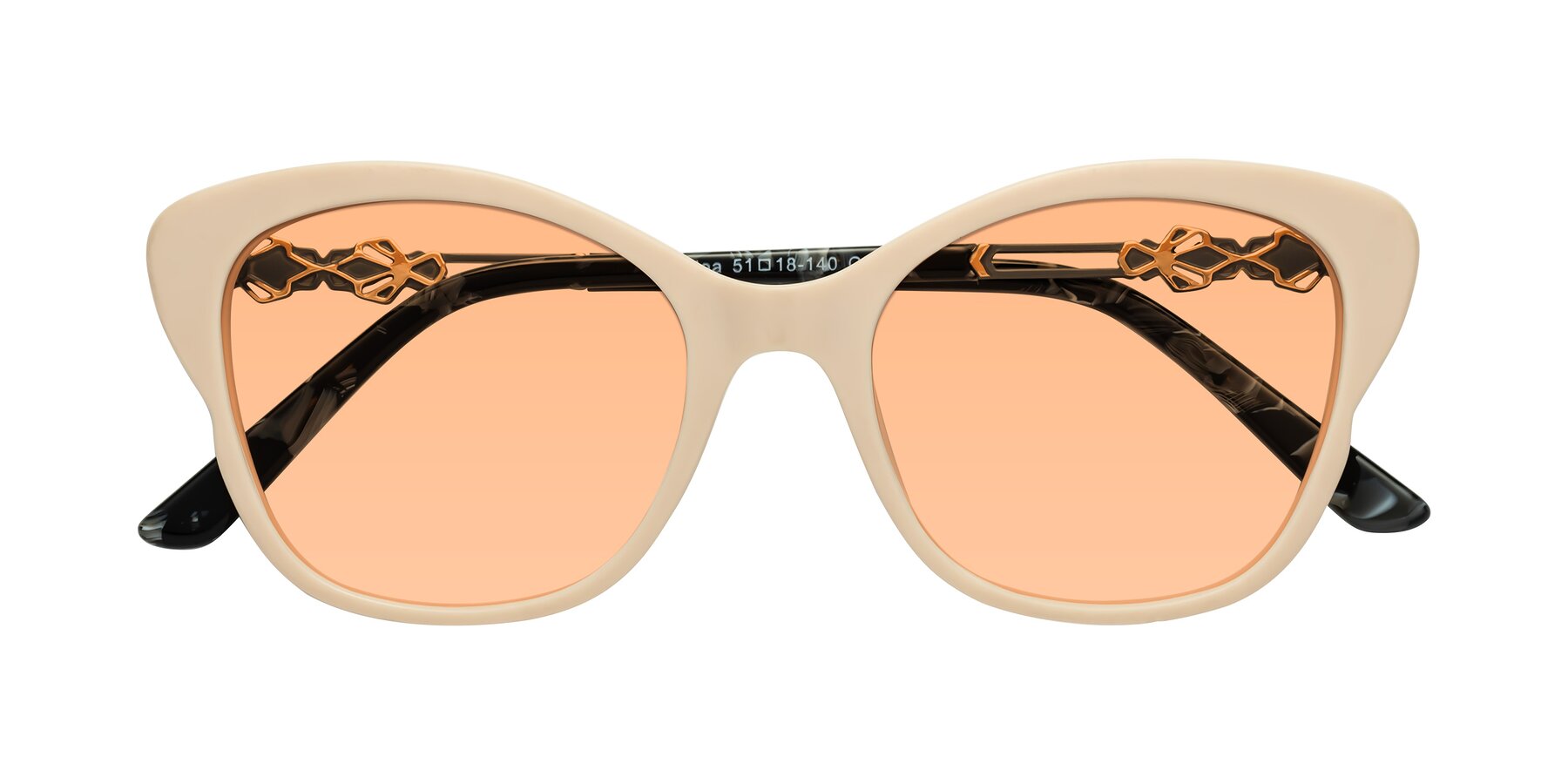 Folded Front of Azalea in Ivory pink with Light Orange Tinted Lenses