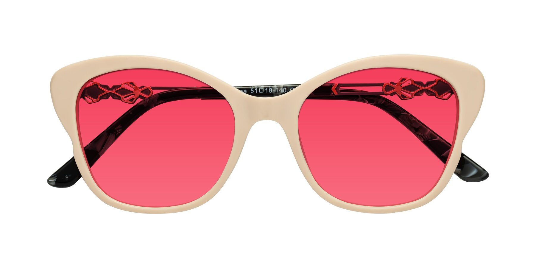 Folded Front of Azalea in Ivory pink with Red Tinted Lenses