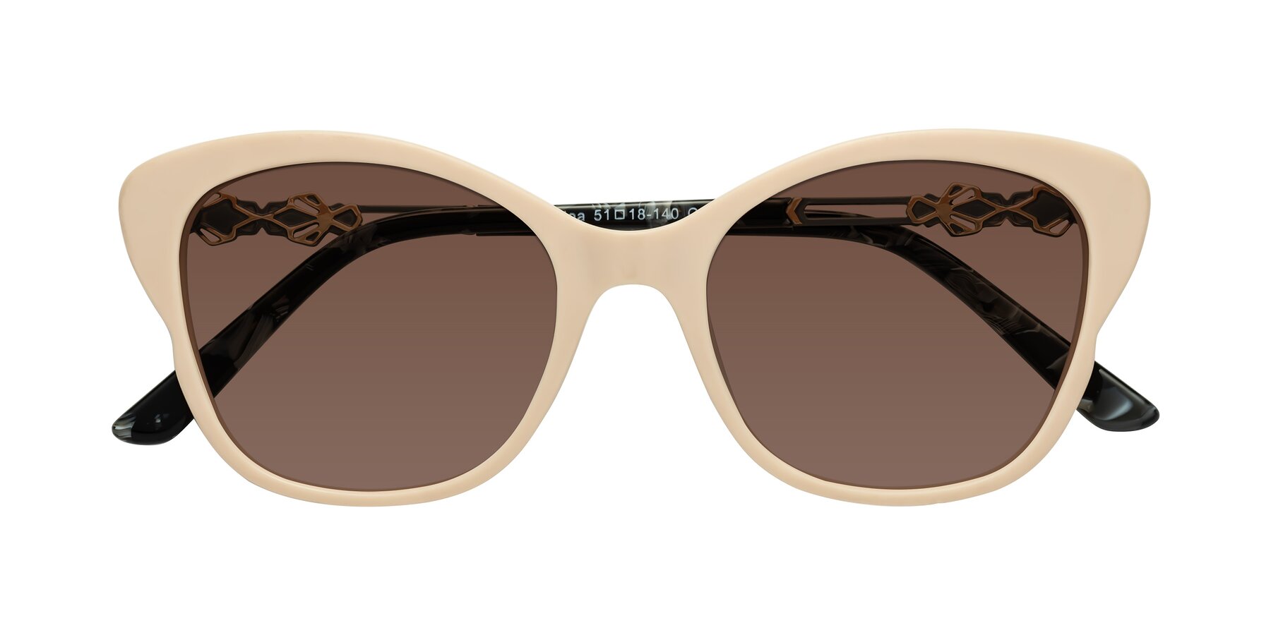 Folded Front of Azalea in Ivory pink with Brown Tinted Lenses