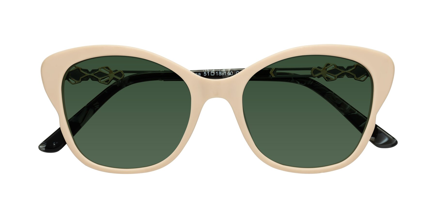 Folded Front of Azalea in Ivory pink with Green Tinted Lenses