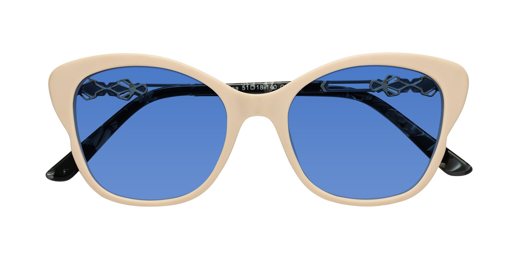 Folded Front of Azalea in Ivory pink with Blue Tinted Lenses