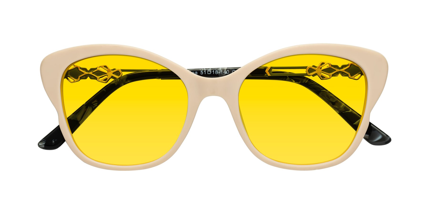 Folded Front of Azalea in Ivory pink with Yellow Tinted Lenses