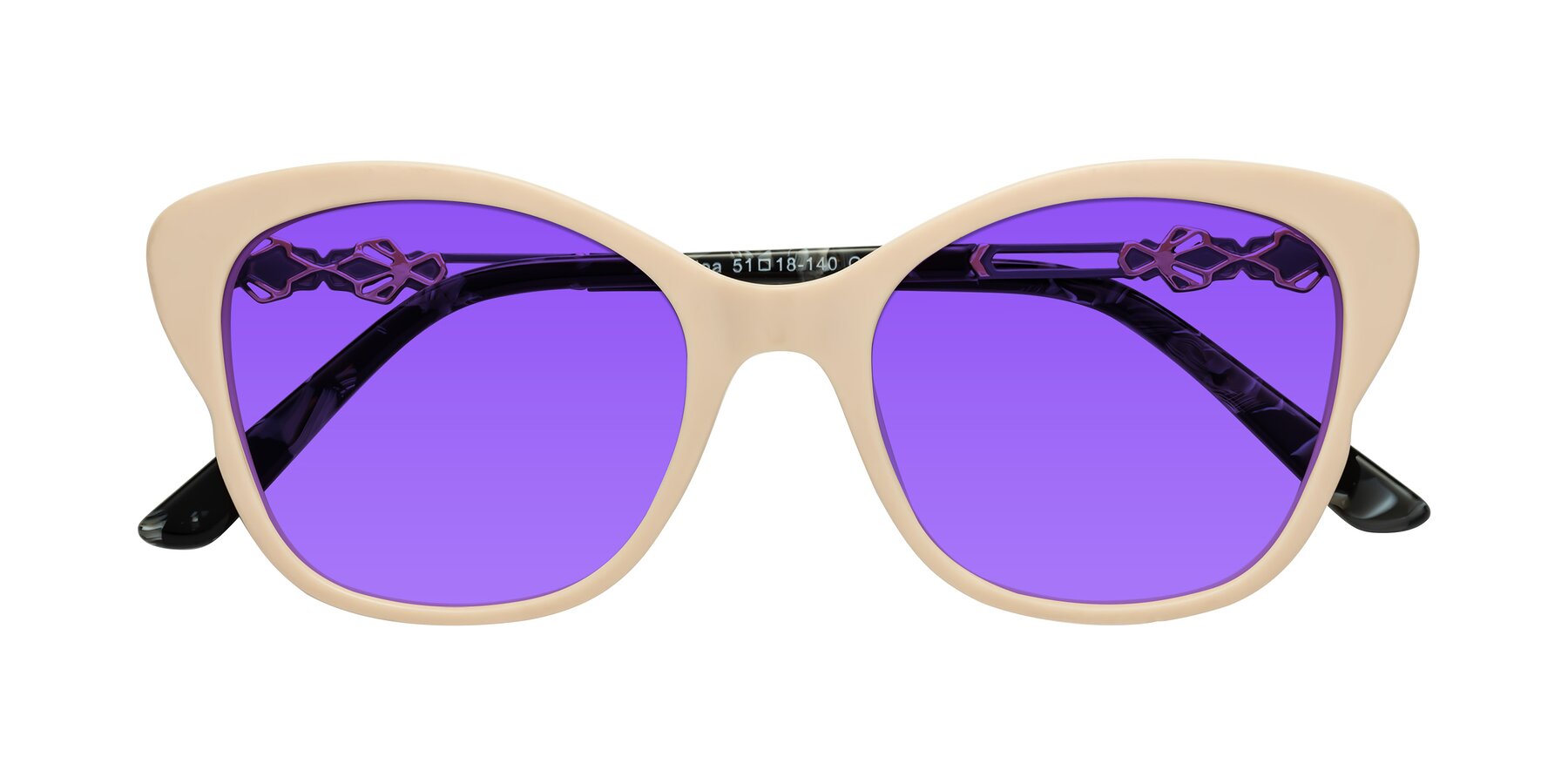 Folded Front of Azalea in Ivory pink with Purple Tinted Lenses