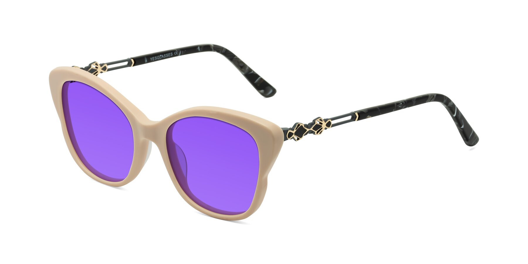 Angle of Azalea in Ivory pink with Purple Tinted Lenses