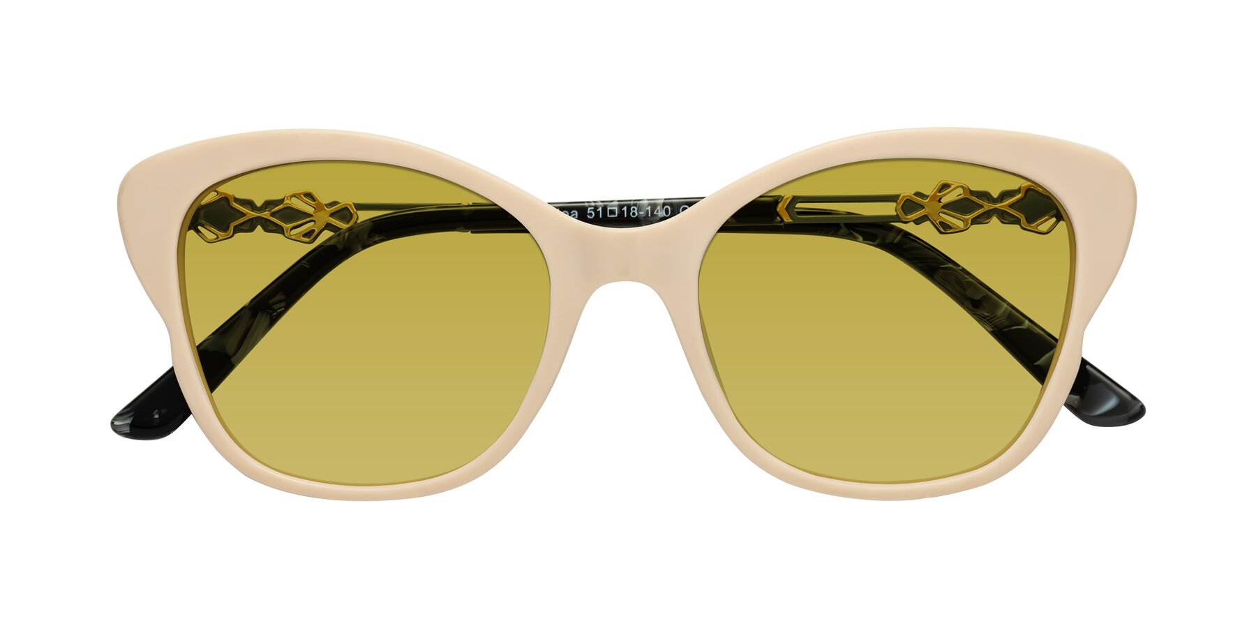 Folded Front of Azalea in Ivory pink with Champagne Tinted Lenses