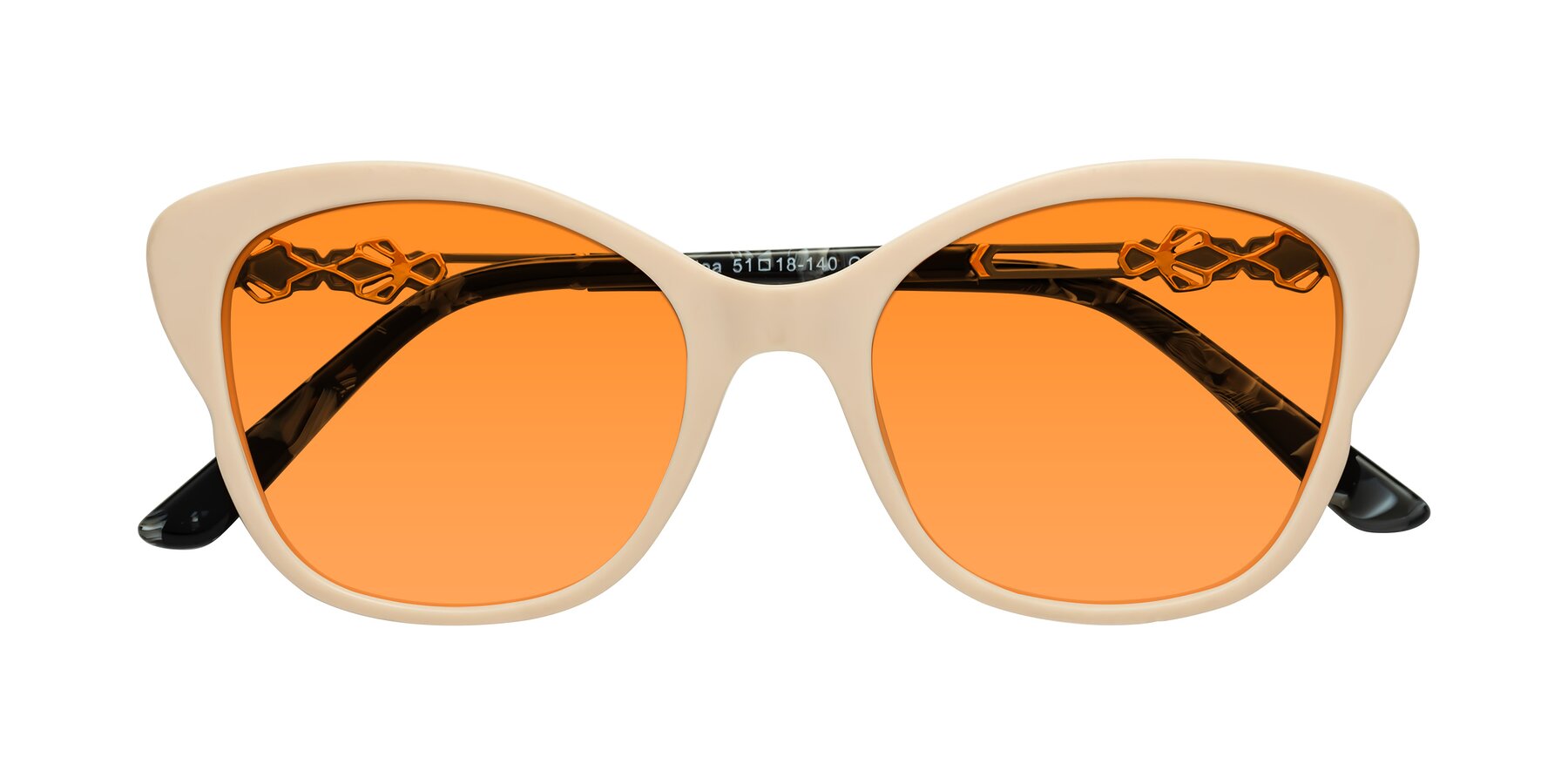 Folded Front of Azalea in Ivory pink with Orange Tinted Lenses