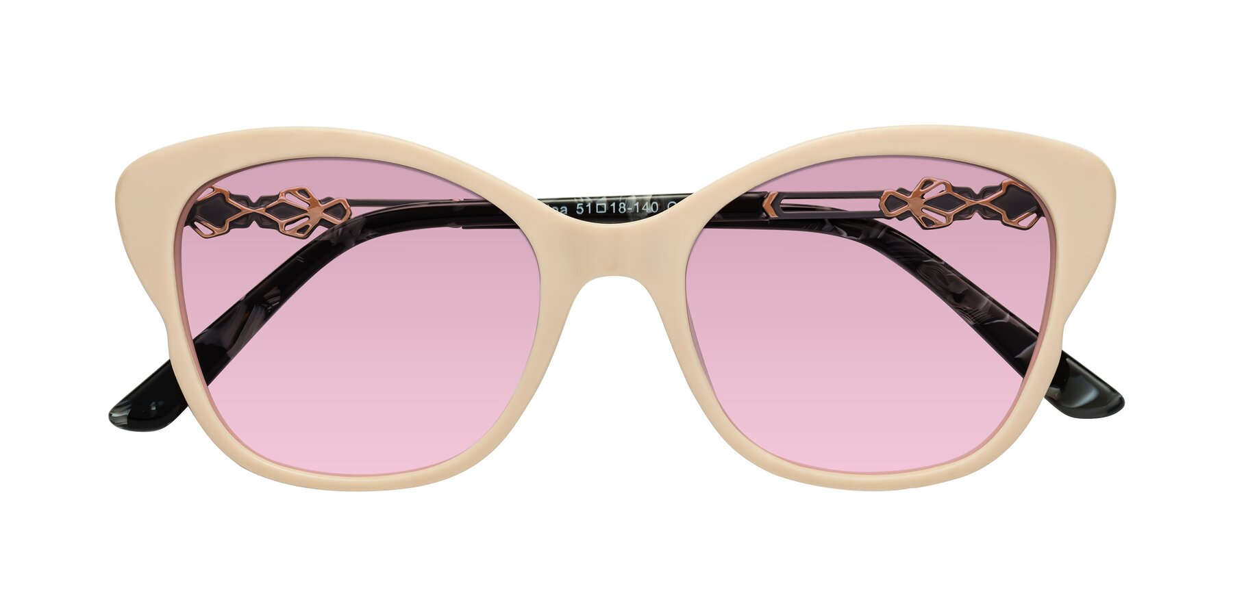 Folded Front of Azalea in Ivory pink with Light Wine Tinted Lenses