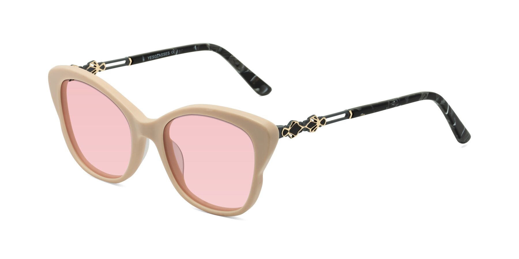 Angle of Azalea in Ivory pink with Light Garnet Tinted Lenses