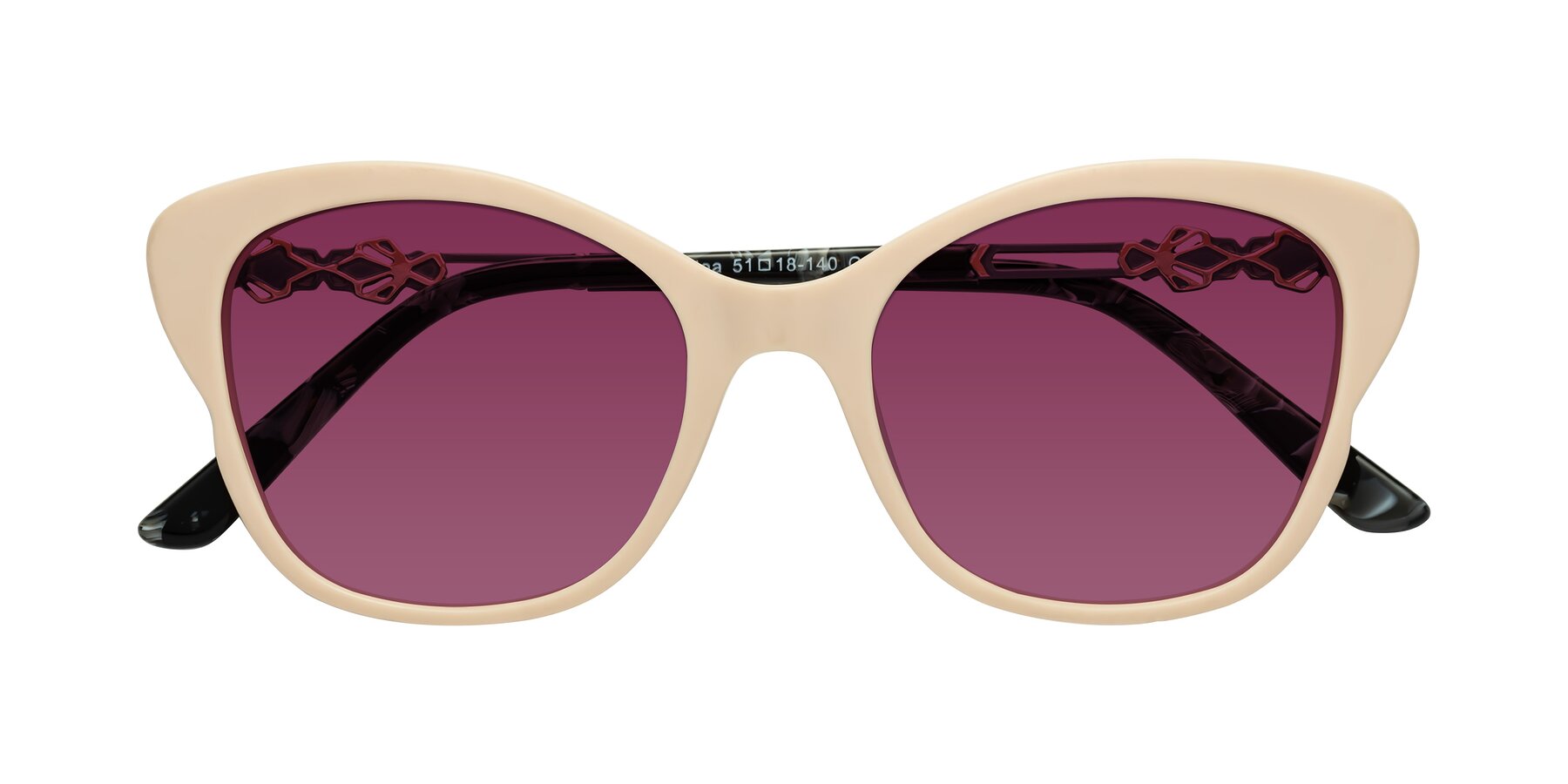 Folded Front of Azalea in Ivory pink with Wine Tinted Lenses