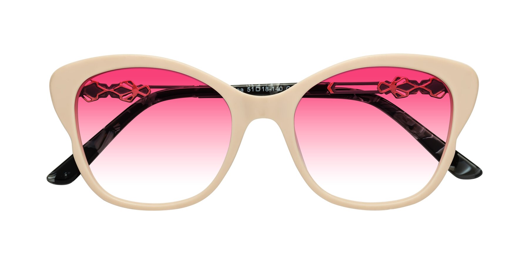 Folded Front of Azalea in Ivory pink with Pink Gradient Lenses