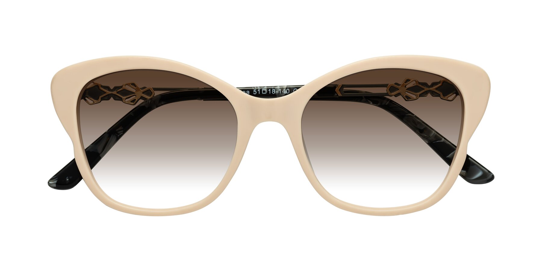 Folded Front of Azalea in Ivory pink with Brown Gradient Lenses