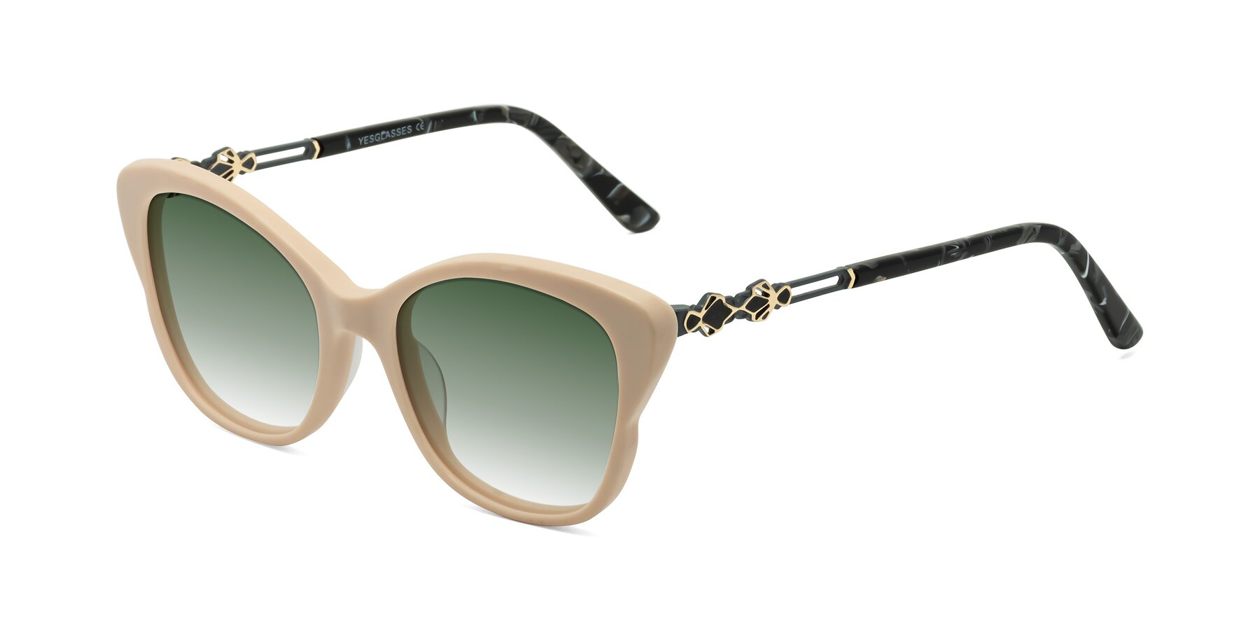 Angle of Azalea in Ivory pink with Green Gradient Lenses