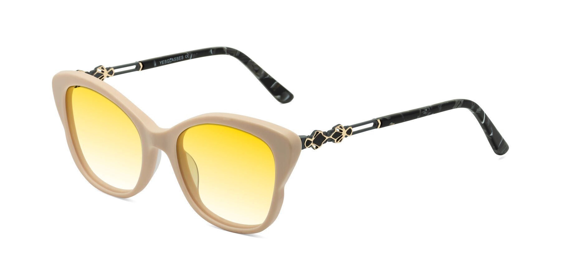 Angle of Azalea in Ivory pink with Yellow Gradient Lenses