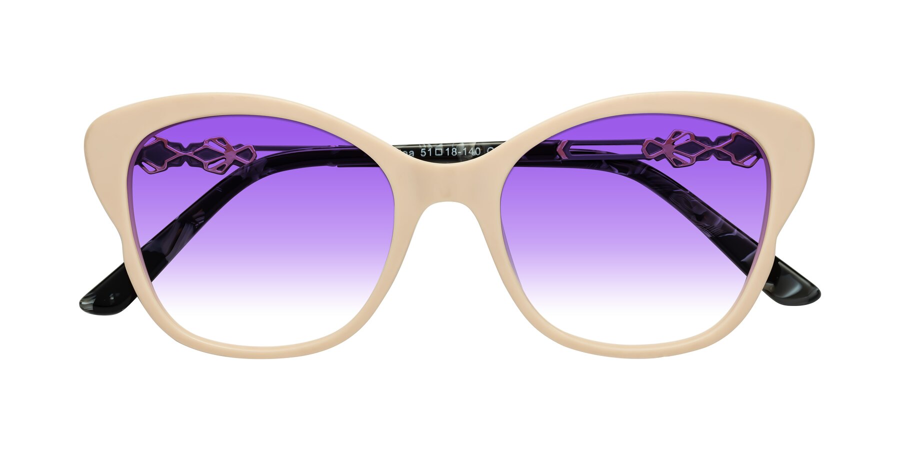 Folded Front of Azalea in Ivory pink with Purple Gradient Lenses